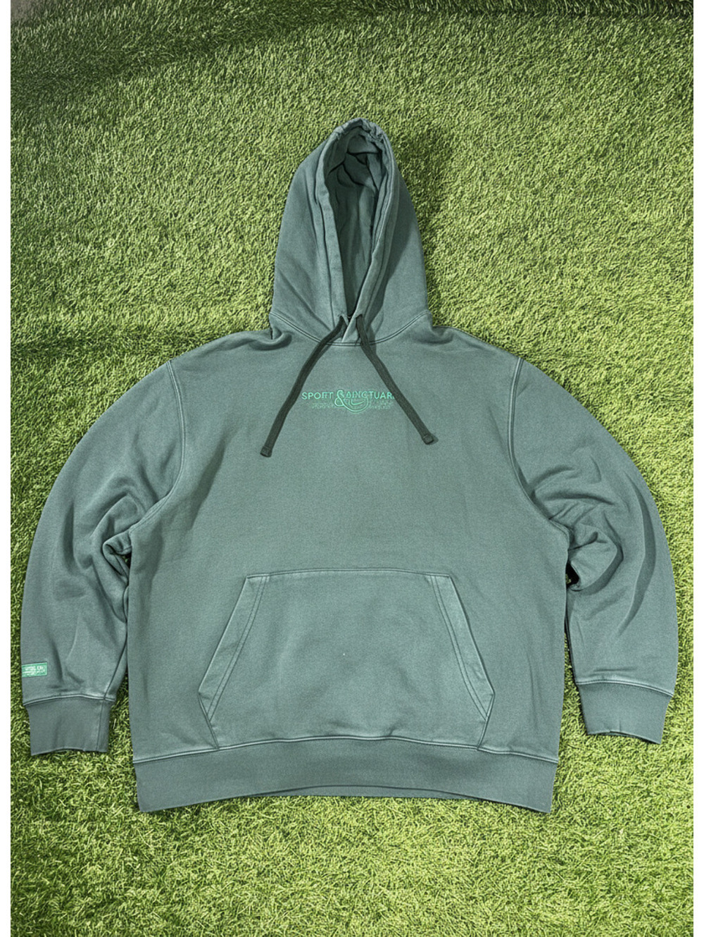 Vtg Nike Running Sport Sanctuary Club Graphic Hoodie Green Cotton Mens XL